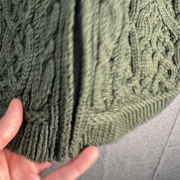 Aran Craft Merino Wool Zip-Front Cardigan Cardi Green Size Medium - Picture 7 of 12